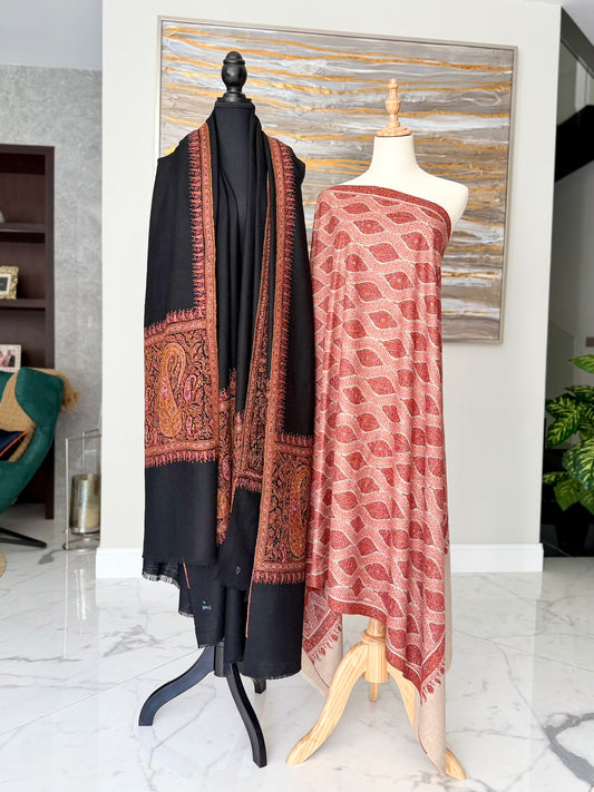 The Ornate Medallion Black Pallu & Ornate Crimson Paisley