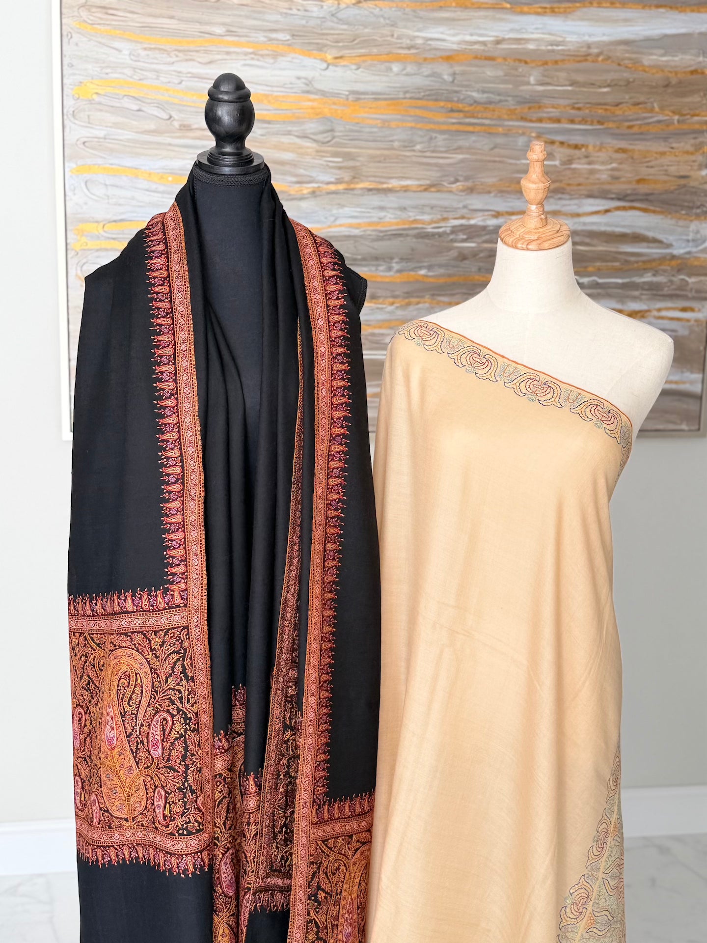 The Royal Black Pallu & Elegantly Bordered Soft Almond