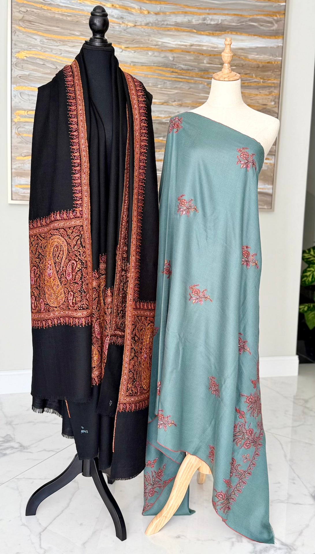 The Royal Black Pallu & Intricate Sage-Teal Bootidar