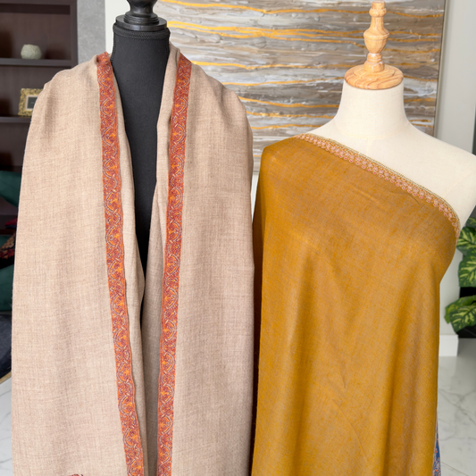 The Bordered Natural Oatmeal & Ochre-Gold Solid