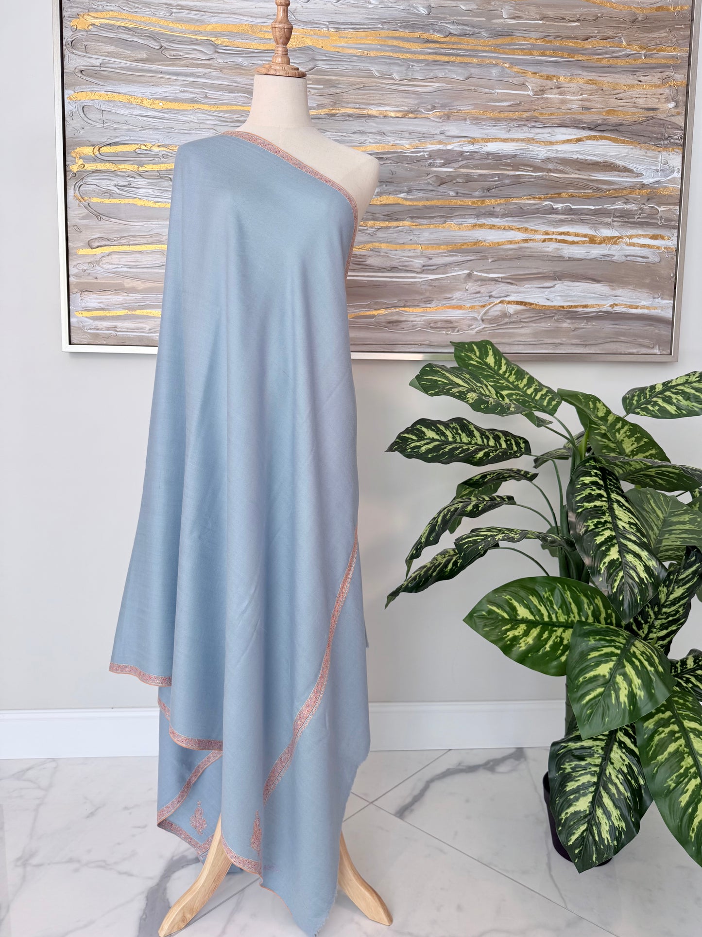 SOZNI BORDER HANDEMBROIDERED PASHMINA SHAWL BABYBLUE