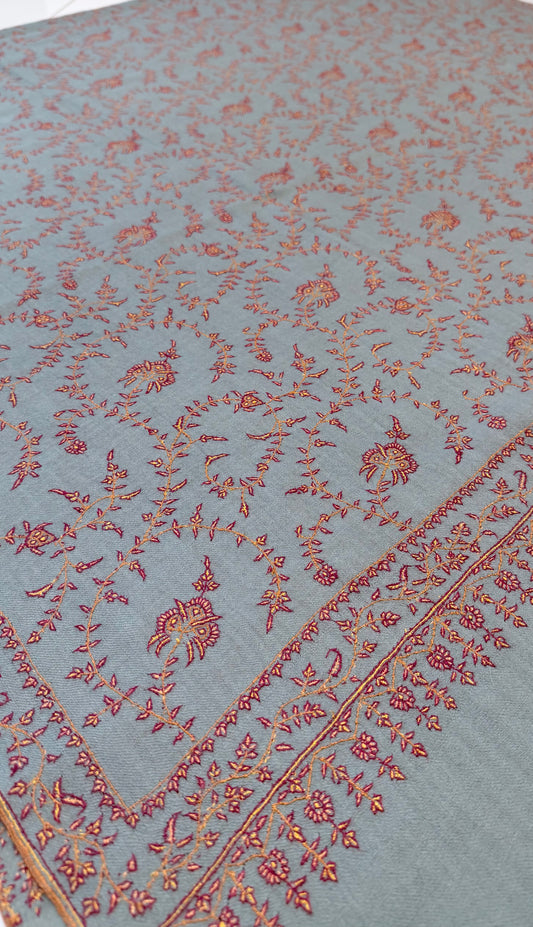 SOZNI JALI HANDEMBROIDERED PASHMINA SHAWL BABYGREEN