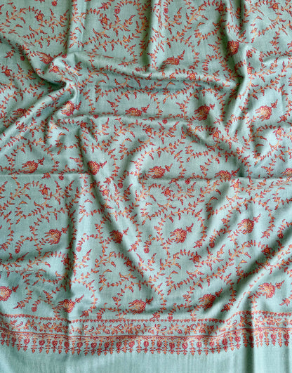SOZNI JALI HANDEMBROIDERED PASHMINA SHAWL BABYGREEN