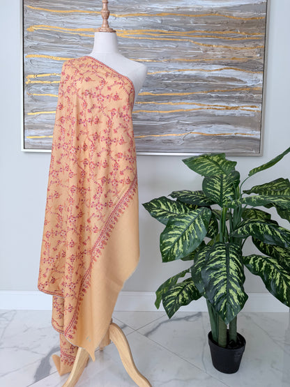 SOZNI JALI HANDEMBROIDERED PASHMINA SHAWL BABYYELLOW