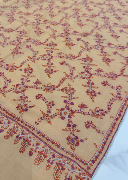 SOZNI JALI HANDEMBROIDERED PASHMINA SHAWL BABYYELLOW