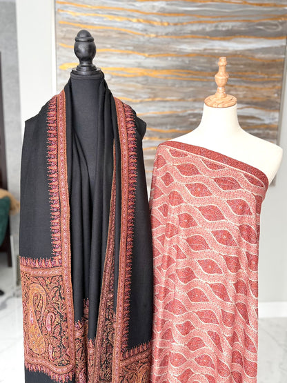 The Ornate Medallion Black Pallu & Ornate Crimson Paisley