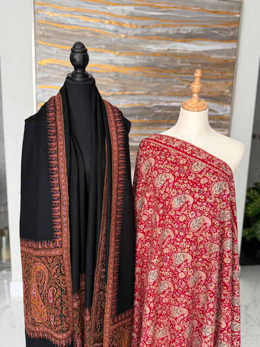The Ornate Medallion Black Pallu & Royal Red Crimson Paisley