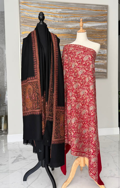 The Ornate Medallion Black Pallu & Royal Red Crimson Paisley