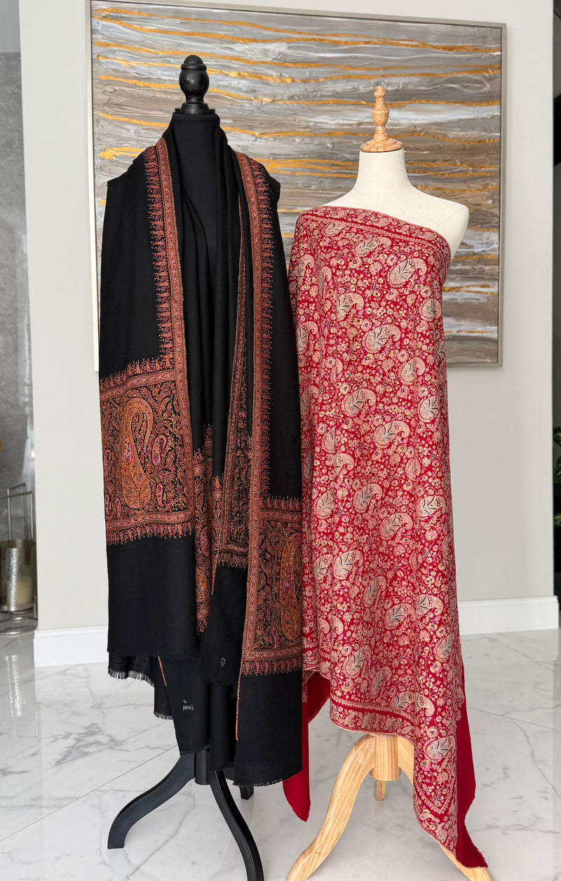 The Ornate Medallion Black Pallu & Royal Red Crimson Paisley
