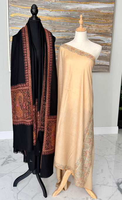 The Royal Black Pallu & Elegantly Bordered Soft Almond