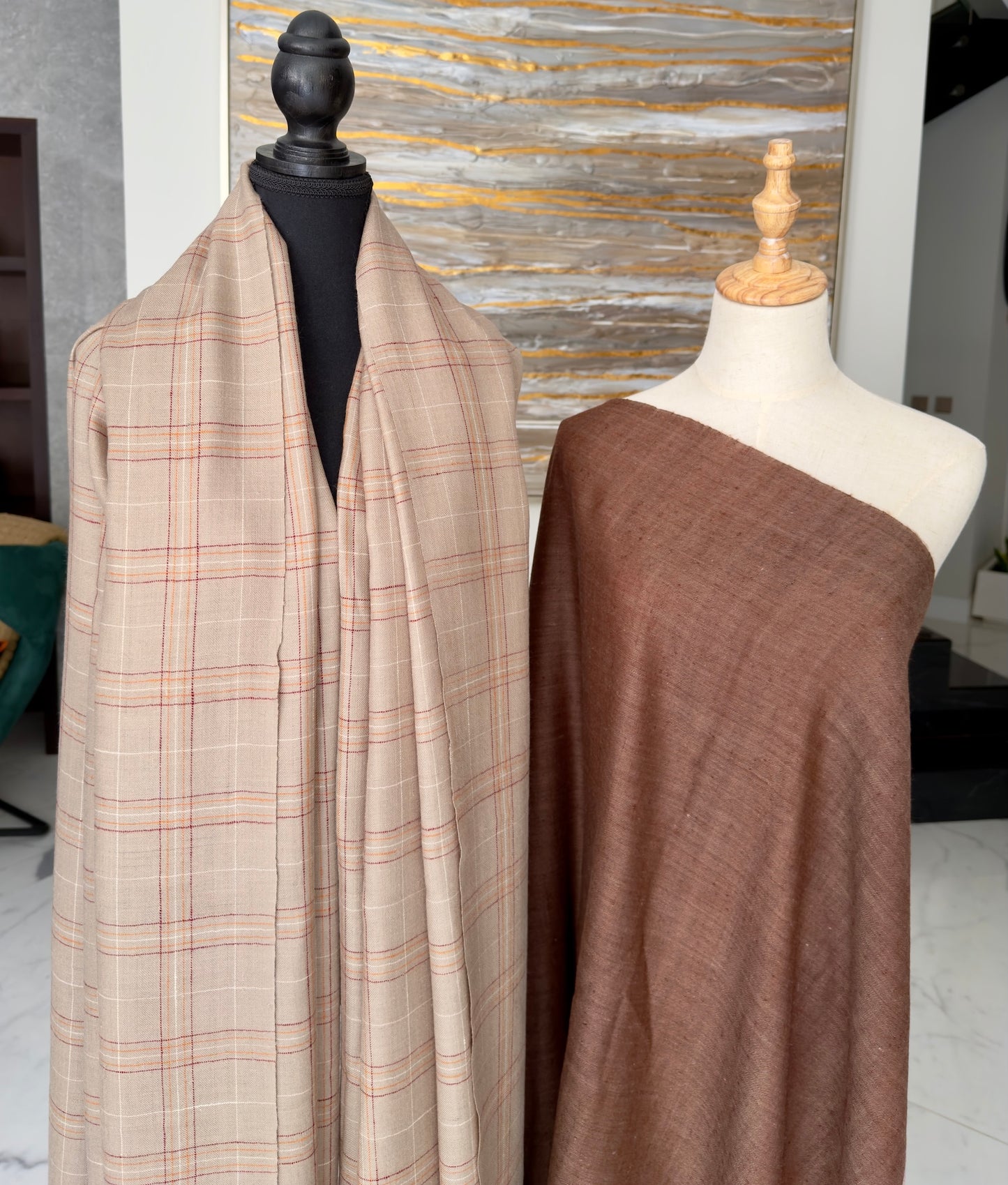 The Windowpane Plaid & Earthy Walnut Solid Kani Weave