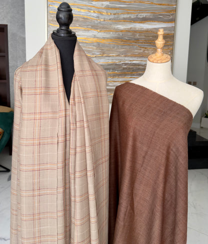 The Windowpane Plaid & Earthy Walnut Solid Kani Weave