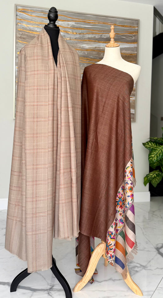 The Windowpane Plaid & Earthy Walnut Solid Kani Weave