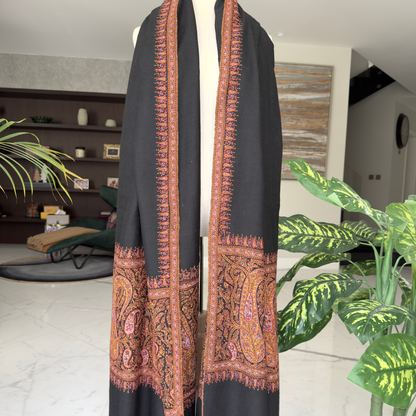 MEN SOZNI PALLA HANDEMBROIDERED PASHMINA SHAWL BLACK